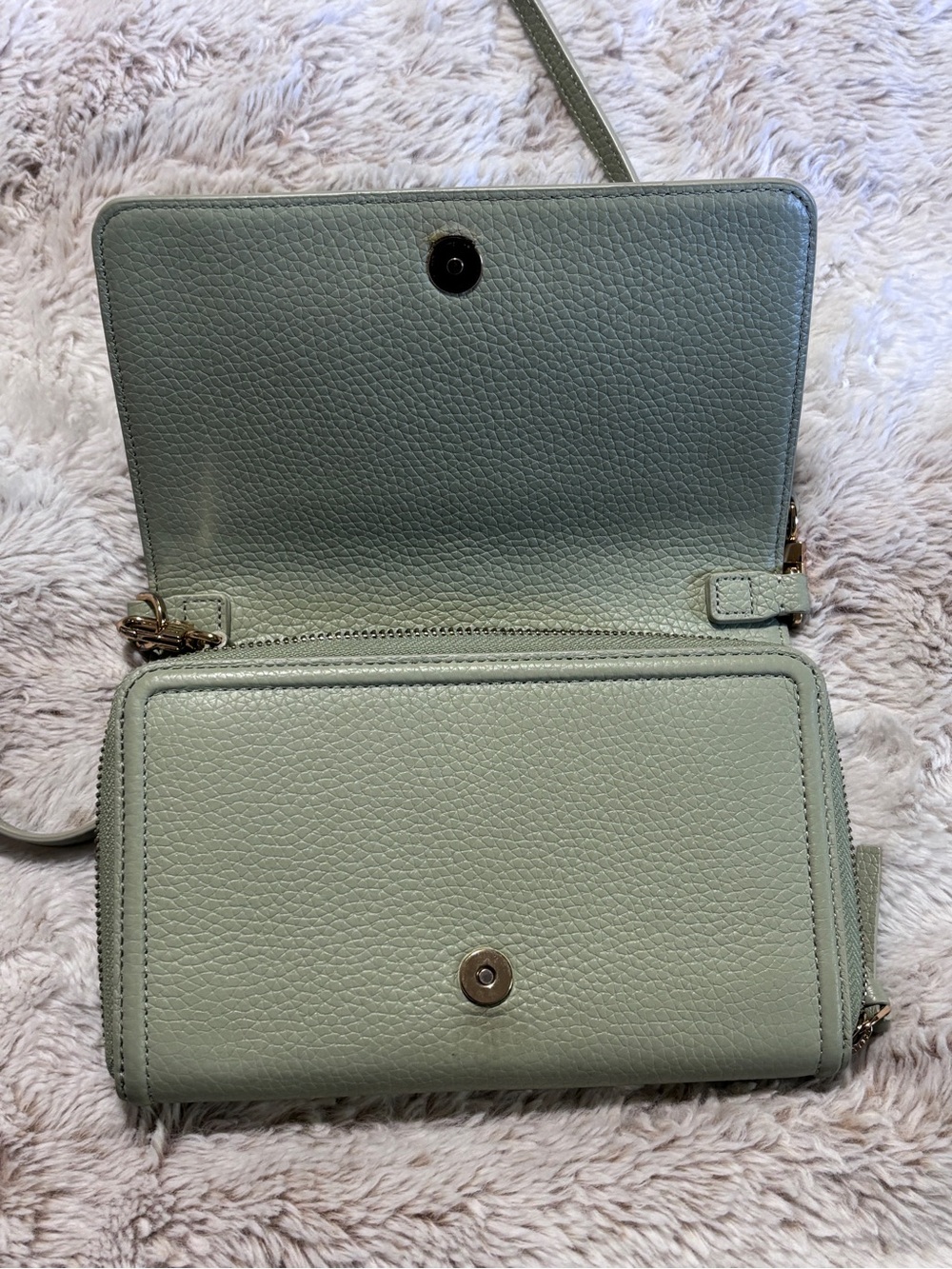 Tory Burch Thea Flat Wallet Cross Body in Garden Sage - Picture 2 of 10